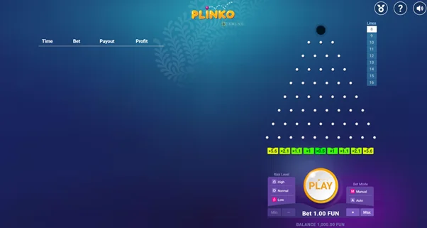 1win Plinko game