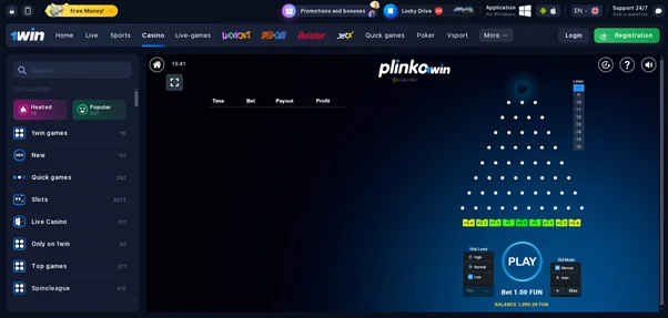 Play 1win Plinko online